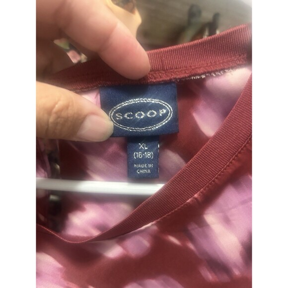 Scoop Women’s Size XL Bodycon Bias Cut Burgundy Floral Sleeveless Modest Dress - Picture 6 of 9